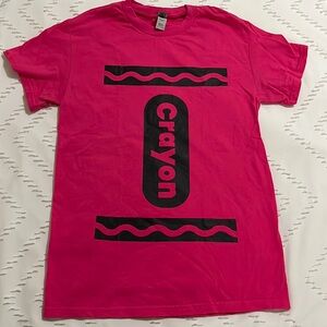 🖍️ Hot Pink Crayon Tee, Adult Small